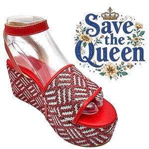 Save The Queen Vintage Orange Wedge Heels Women’s EU 37 US 6.5 Made in Italy